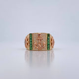 Anillo Ancla Timon 10gr / T10 / Circones Blancos Verdes Tres Oro 18K $