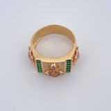 Anillo Ancla Timon 10gr / T10 / Circones Blancos Verdes Tres Oro 18K $
