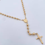 Rosario Virgen Milagrosa 10.45gr / 51.4cm / 4mm-5mm Bolas Diamantadas Oro Amarillo 18K $