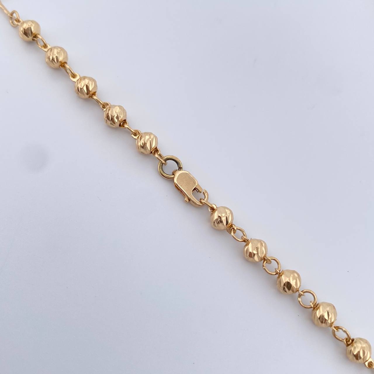 Rosario Virgen Milagrosa 10.45gr / 51.4cm / 4mm-5mm Bolas Diamantadas Oro Amarillo 18K $