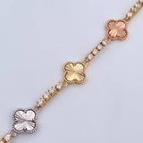 Tennis Bracelet Clover 17gr / 20.2cm / Three Nac.Esp. Gold 18K &