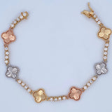 Tennis Bracelet Clover 17gr / 20.2cm / Three Nac.Esp. Gold 18K &
