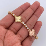 Tennis Bracelet Clover 17gr / 20.2cm / Three Nac.Esp. Gold 18K &