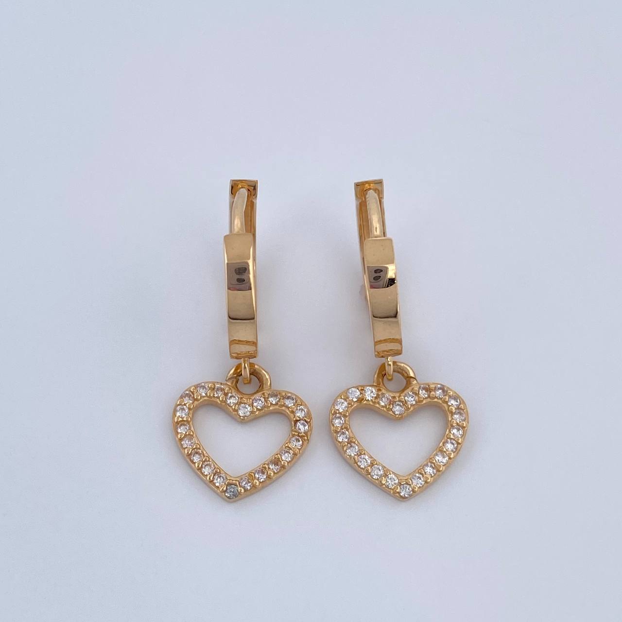 Heart Hoop Earrings 3.05gr / 2.2cm / 18K Yellow Gold &