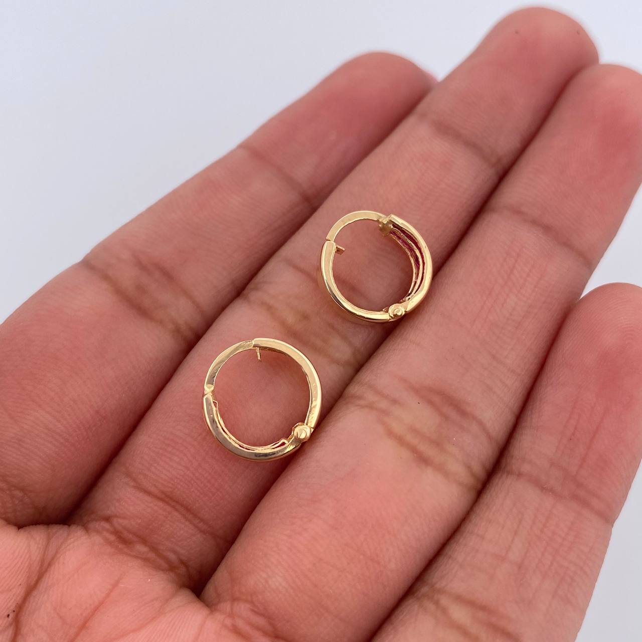 Double Track Hoop Earrings 0.8gr / 1cm / 18K Yellow Gold &