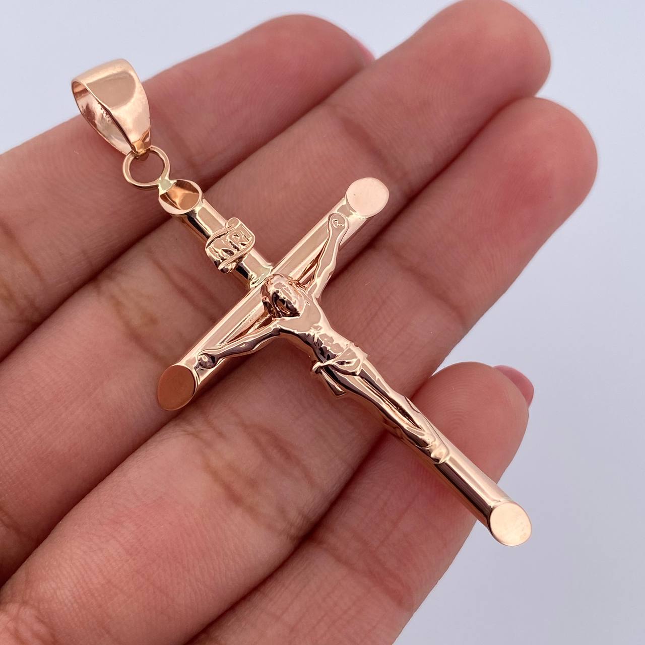 Pendant Cross Christ 2.75gr / 5.4cm / 18K Rose Gold &