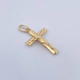 Pendant Cross Christ 0.8gr / 2.8cm / 18K Yellow Gold &