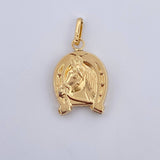 Horseshoe Horse Pendant 1.1gr / 2.5cm / 18K Yellow Gold &