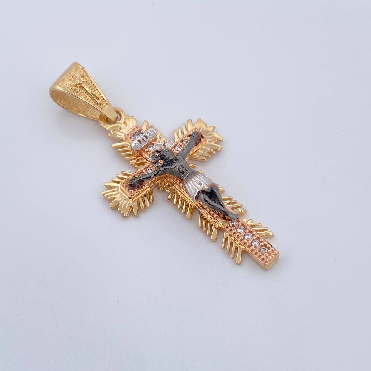 Pendant Miraculous Christ Cross of Buga 4.2gr / 4cm / Three 18K Golds &