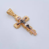 Pendant Miraculous Christ Cross of Buga 4.2gr / 4cm / Three 18K Golds &