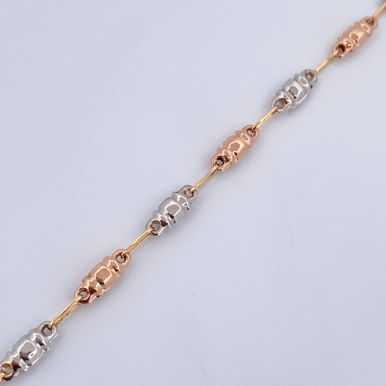 Rustic Barrel Bracelet 2.95gr / 21cm / Three 18K Golds &