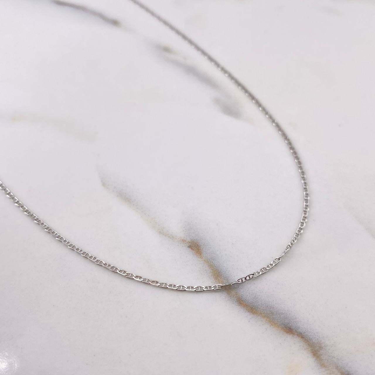 Flat Mariner Chain 1.5gr / 50cm / 1.1mm White Gold +3 18K &