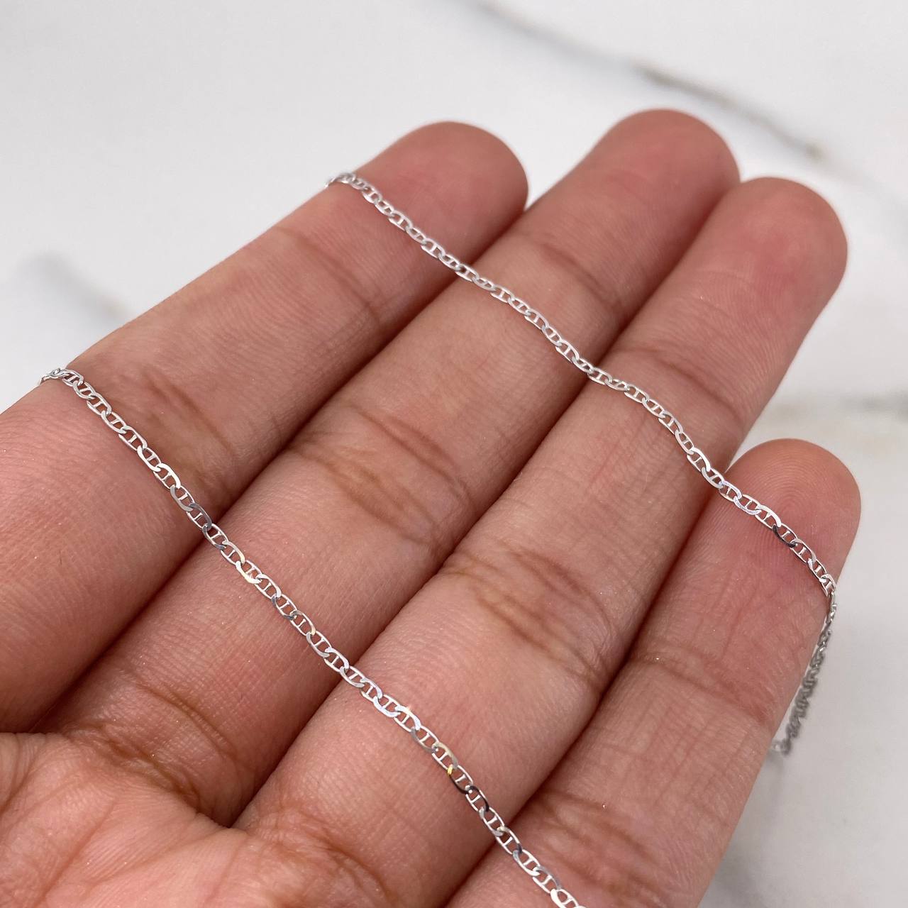 Flat Mariner Chain 1.5gr / 50cm / 1.1mm White Gold +3 18K &