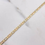 Flat Mariner Bracelet Flat 4.2gr / 19.7cm / 3mm Diamond Cut Three Golds +3 18K &