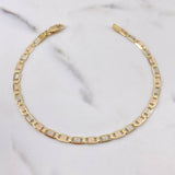 Flat Mariner Bracelet Flat 4.2gr / 19.7cm / 3mm Diamond Cut Three Golds +3 18K &