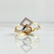 Super Set Square Ring 2.9gr / Size 7 1/2 / White Zircons 18K Yellow Gold ©