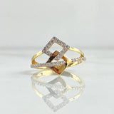Super Set Square Ring 2.9gr / Size 7 1/2 / White Zircons 18K Yellow Gold ©