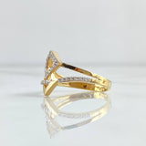 Super Set Square Ring 2.9gr / Size 7 1/2 / White Zircons 18K Yellow Gold ©