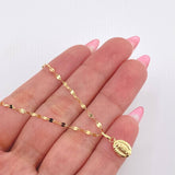 Set Cadena y Dije Flor Espejo + Virgen Guadalupe 1.6gr / 17 3/4 in / 1.8mm Oro Amarillo 18K