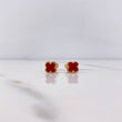 Stud Earrings Clover 1.5gr / Stone Red Yellow Gold 18K &