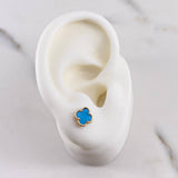 Stud Earrings Clover 1.45gr / Turquoise 18K Yellow Gold &