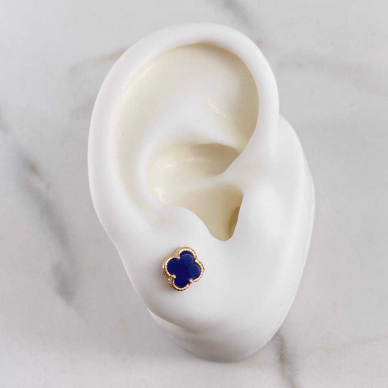 Stud Earrings Clover 1.5gr / Purple Electrostatic 18K Yellow Gold &