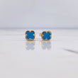 Stud Earrings Clover 1.45gr / Turquoise 18K Yellow Gold &