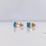 Stud Earrings Clover 1.45gr / Turquoise 18K Yellow Gold &