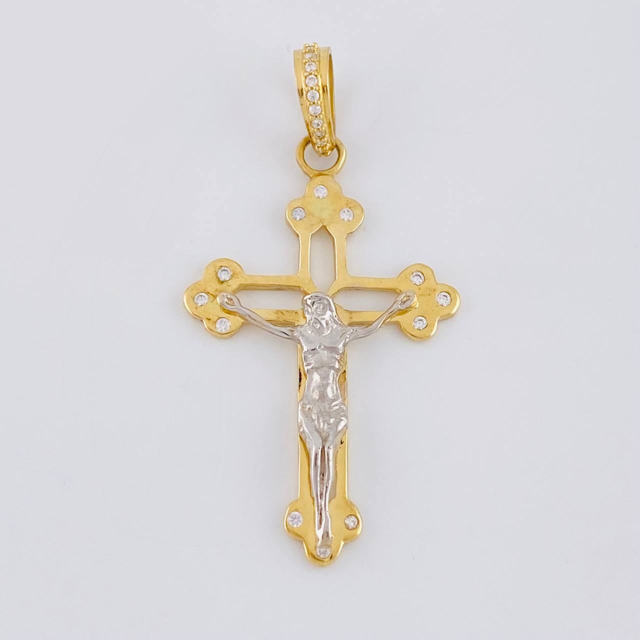Dije Cruz silueta cristo 3.85g / 1 3/4 in Dos Oros Amarillo Blanco 18K