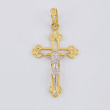 Dije Cruz silueta cristo 3.85g / 1 3/4 in Dos Oros Amarillo Blanco 18K