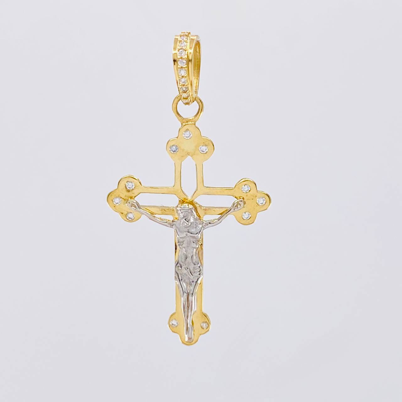 Dije Cruz silueta cristo 3.85g / 1 3/4 in Dos Oros Amarillo Blanco 18K