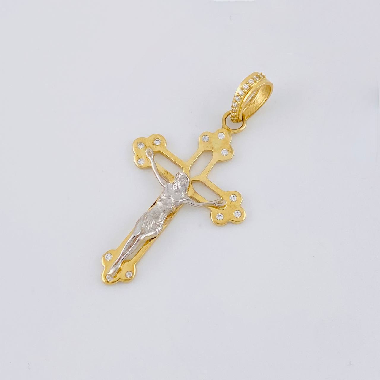 Dije Cruz silueta cristo 3.85g / 1 3/4 in Dos Oros Amarillo Blanco 18K