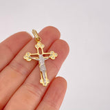 Dije Cruz silueta cristo 3.85g / 1 3/4 in Dos Oros Amarillo Blanco 18K