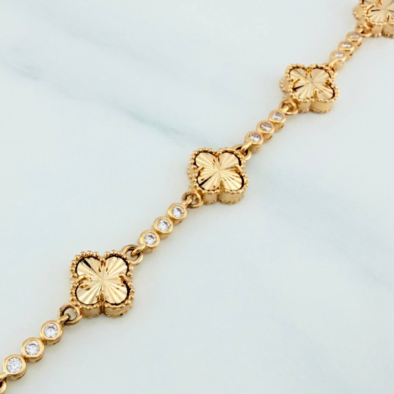 Tennis Bracelet Clover 10.35 g / 7 1/4 in / 2.6 mm Yellow Gold 18K