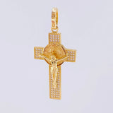 Pendant Cross Christ Saint Benedict 4.65g / 1 3/4 in Yellow Gold 18K