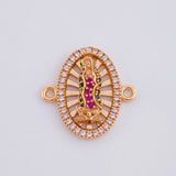 Herraje Virgen de Guadalupe Ovalo Filigrana 2.1g / 3/4 in Oro Rosa 18K