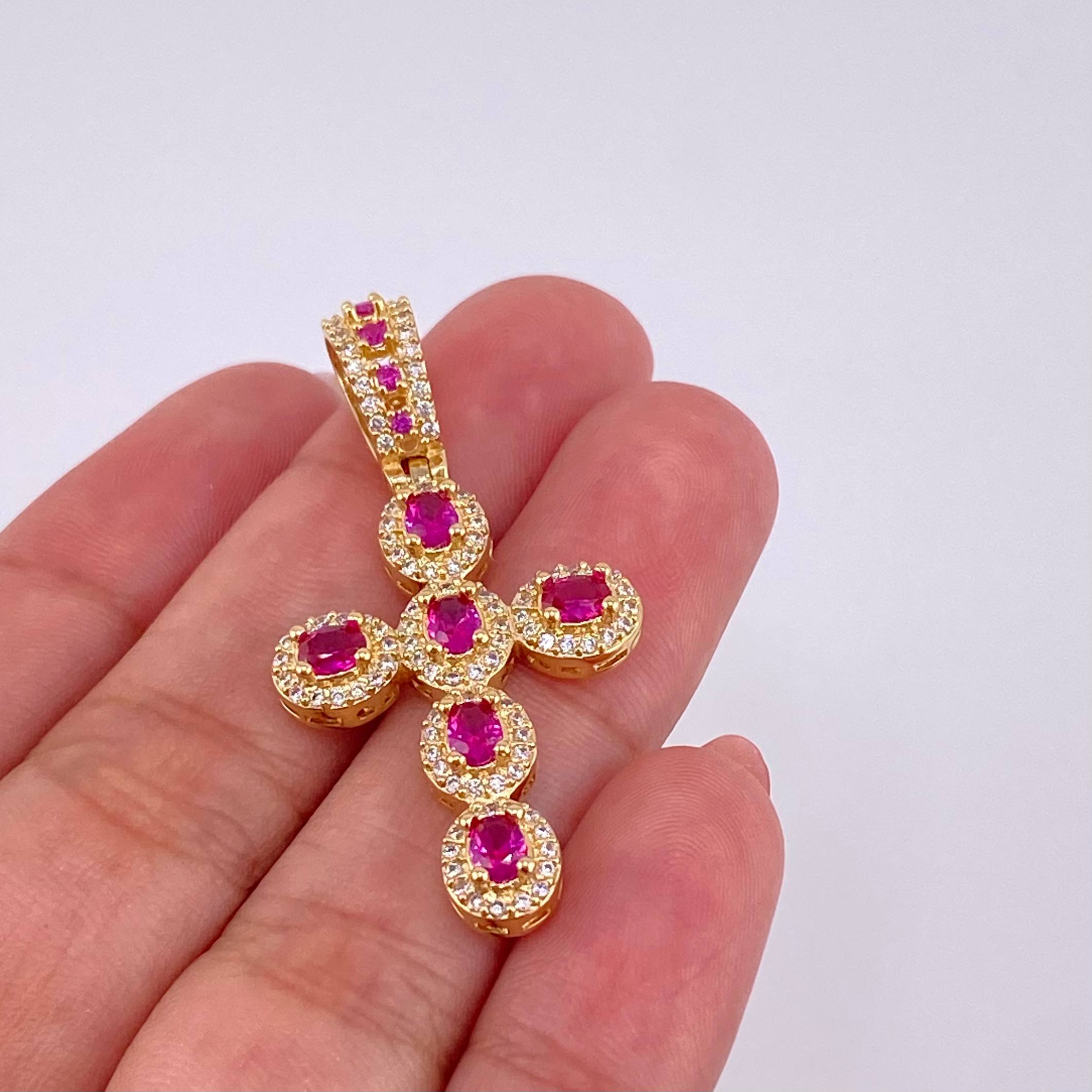 Dije Cruz Ovalos Tupidos 5.35g / 1 3/4 in Oro Amarillo 18K