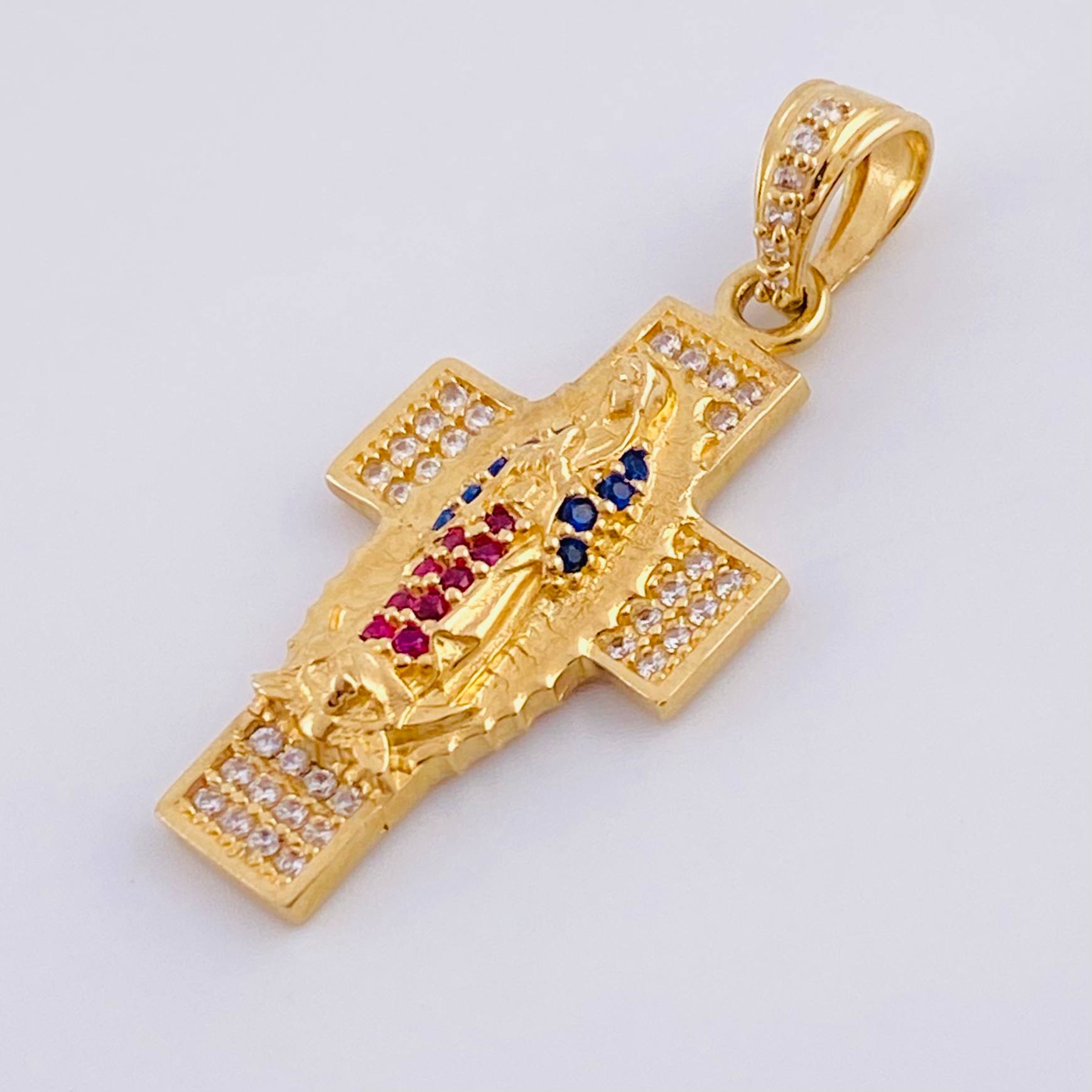 Dije Cruz Virgen de Guadalupe 3.35g / 1 1/4 in Oro Amarillo 18K