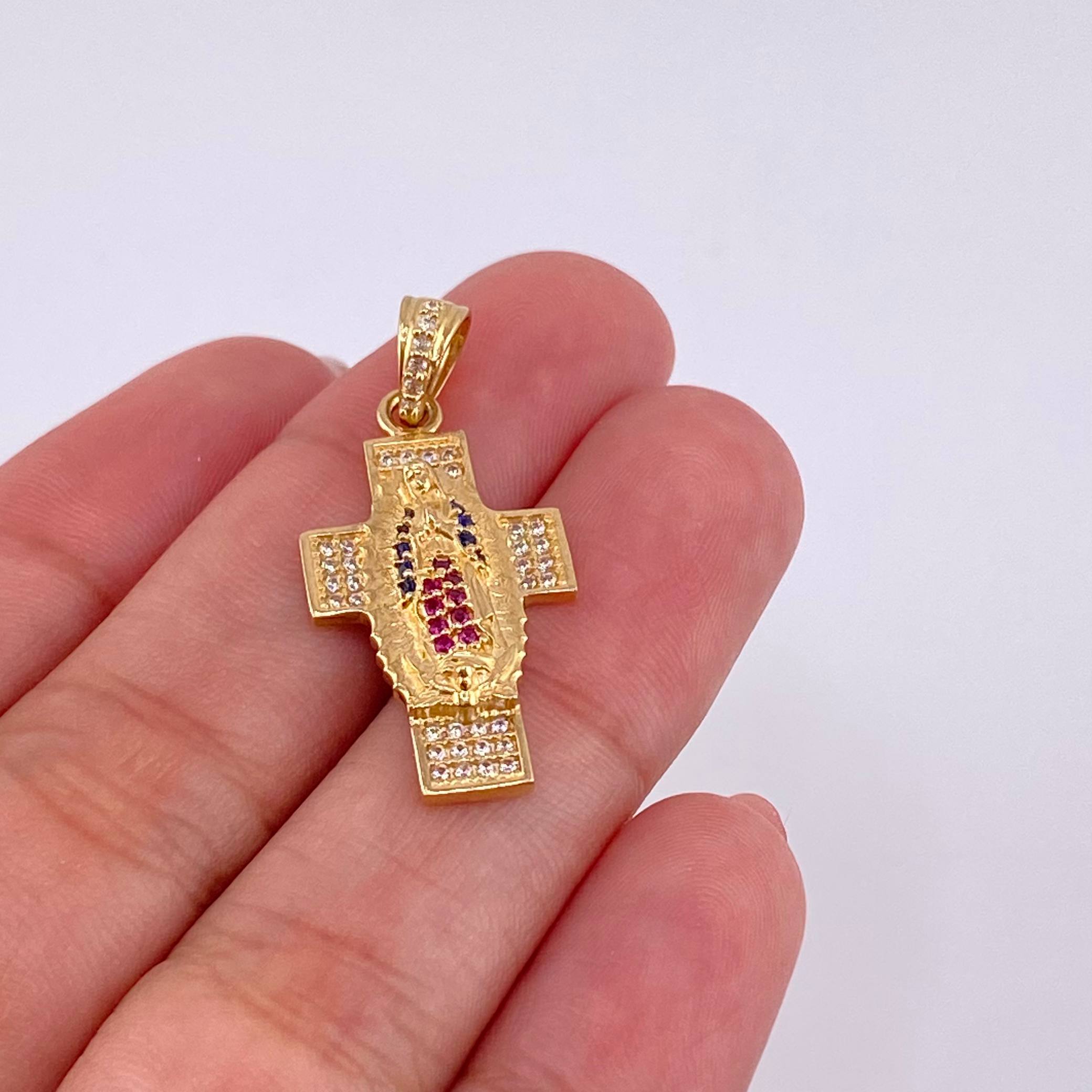 Dije Cruz Virgen de Guadalupe 3.35g / 1 1/4 in Oro Amarillo 18K