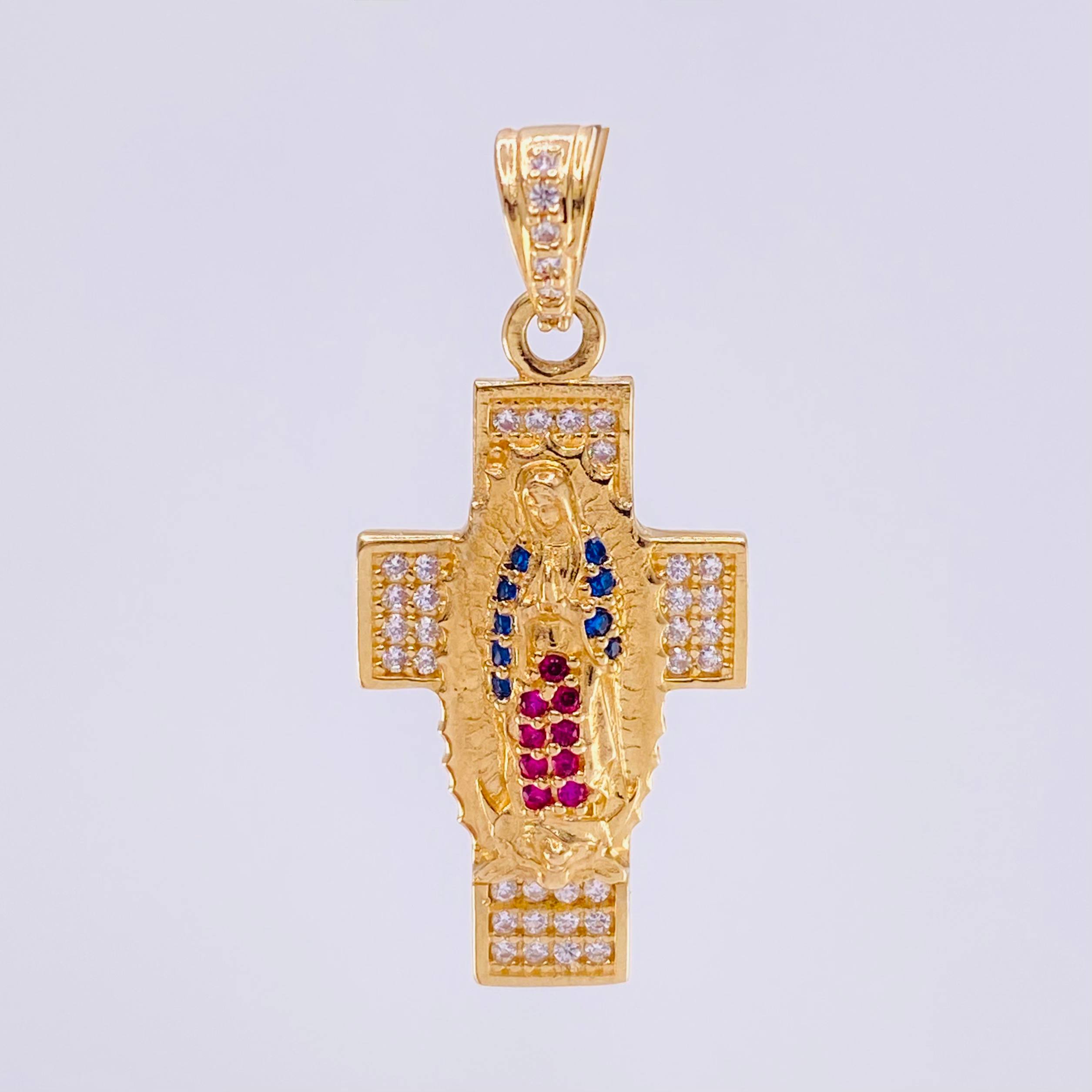 Dije Cruz Virgen de Guadalupe 3.35g / 1 1/4 in Oro Amarillo 18K