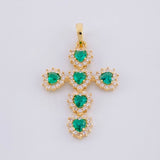 Dije Cruz Corazones Tupidos 2.05g / 1 1/4 in Oro Amarillo 18K