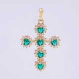 Dije Cruz Corazones Tupidos 2.05g / 1 1/4 in Oro Amarillo 18K