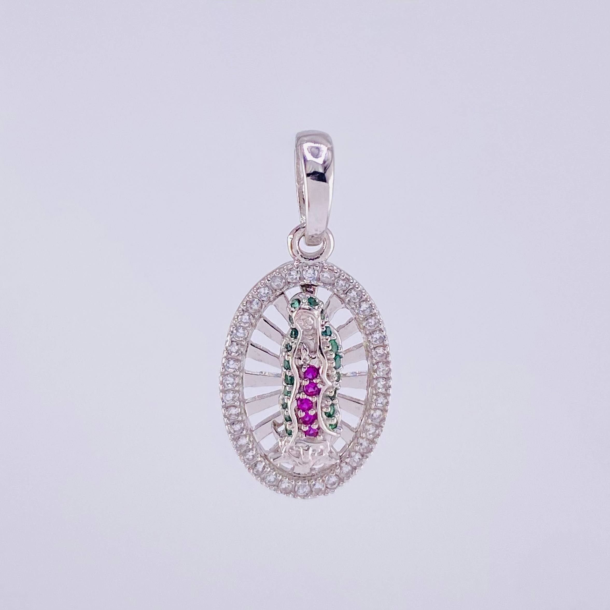 Dije Virgen de Guadalupe Ovalo Filigrana 2.2g / 1 in Oro Blanco 18K