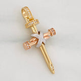 Pendant Nail Cross 3.95g / 1 1/2 in Three Golds 18K