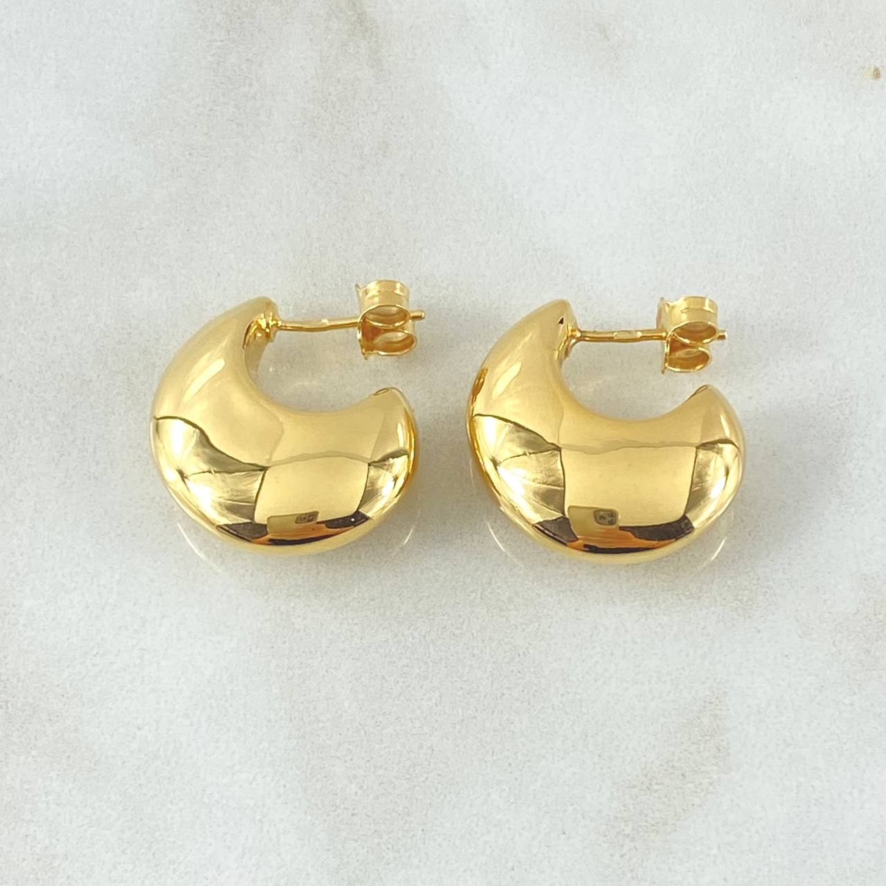Stud Earrings Half Moon Thick 3.55gr / 0.9in / 18K Gold +4$