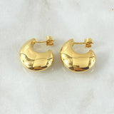 Stud Earrings Half Moon Thick 3.55gr / 0.9in / 18K Gold +4$