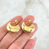 Stud Earrings Half Moon Thick 3.55gr / 0.9in / 18K Gold +4$