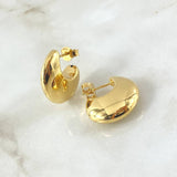 Stud Earrings Half Moon Thick 3.55gr / 0.9in / 18K Gold +4$