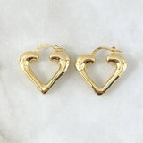 Hoop Earrings Flirty Heart Silhouette 2.85gr / 1.0in / 18K Gold +4©
