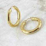 Candongas Aro Liso Abultado 3.3gr / 3.7cm / Oro Amarillo +4 18K